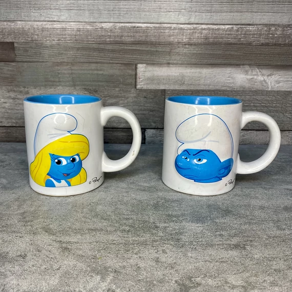 Smurfs Peyo Hupikék Törpék bögre szett Törpilla, Duli-fuli mintával