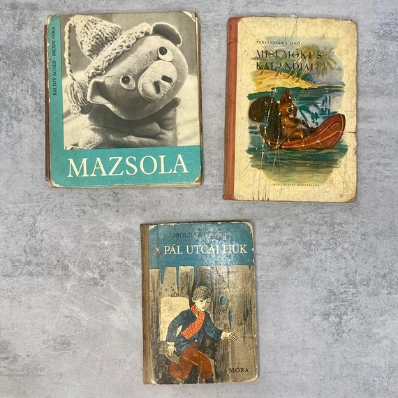 Móra kiadó retro könyvcsomag: Molnár Ferenc: A Pál utcai fiúk; Tersánszky J.Jenő: Misi Mókus Kalandjai; Bálint Ágnes, Bródy Vera: Mazsola