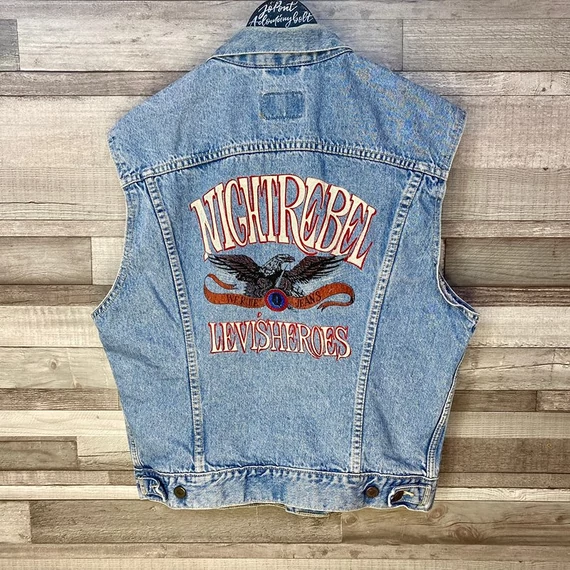 Levis Nightrebel Heroes &quot;We Rule&quot; Jeans Vintage farmer mellény XL