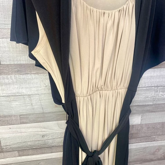 Sandra Darren fekete-bézs elegáns ruha UK 8