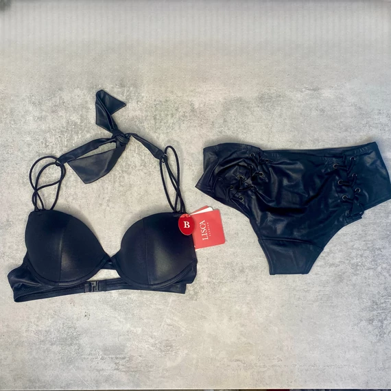 Lisca Dubai Metal bőrhatású fekete push-up bikini 38/B
