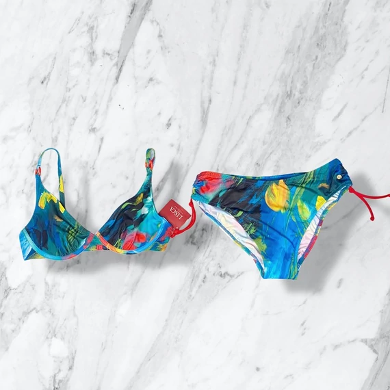 Lisca Nantes színes piros-kék-zöld, merevítős bikini 38/B