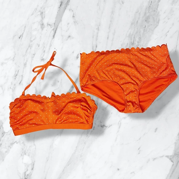 Tu Woman korall-piros pöttyös bikini UK 16