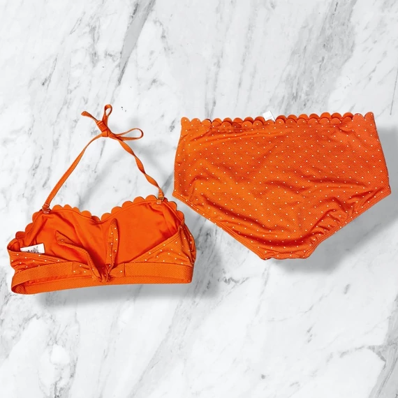 Tu Woman korall-piros pöttyös bikini UK 16