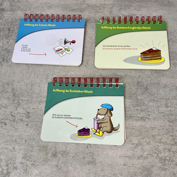 Auflösung des Tretauto-Ratsel; Skateboard-Logikrallye;Buchstaben Német nyelvű feladatok