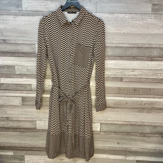 Mohito fekete-mogyoró geometriai mintás hosszú ruha 40