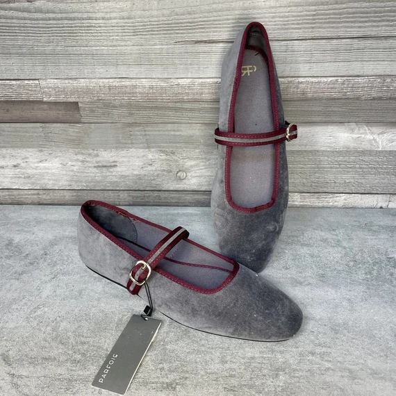 Parfois Velvet szürke csatos balerina cipő 40