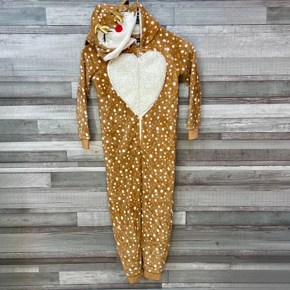 Inextenso rénszarvas mintás plüss egyberészes gyerek overál/onesie 8 év