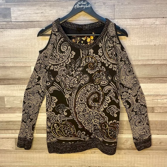 Desigual fekete gyöngyös pulóver M