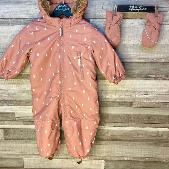 H&amp;M mályva színű bélelt kislány overál kesztyűvel 86