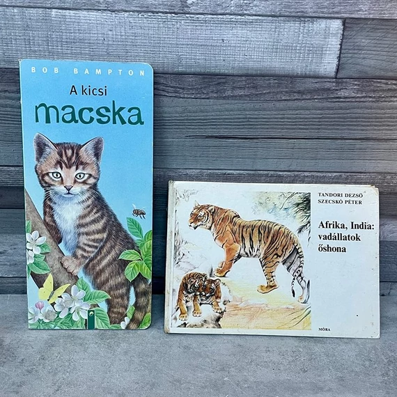 Bob Bampton: A kicsi macska mesekönyv; Tandori Dezső: Afrika, India: vadállatok őshona, gyerek ismeretterjesztő, könyvcsomag