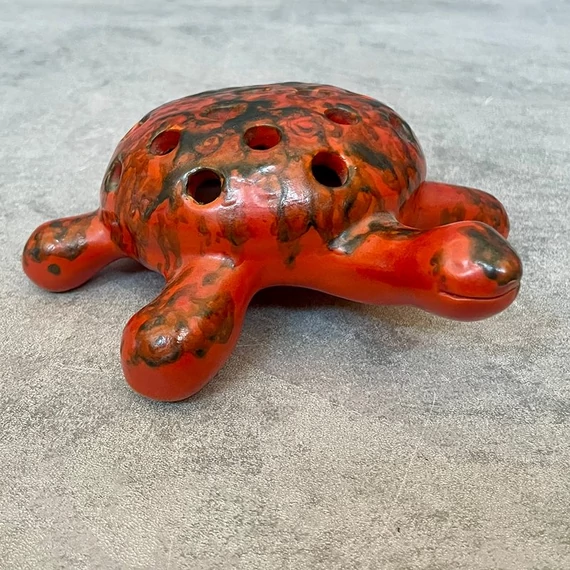 Tófej retro teknős mázas kerámia