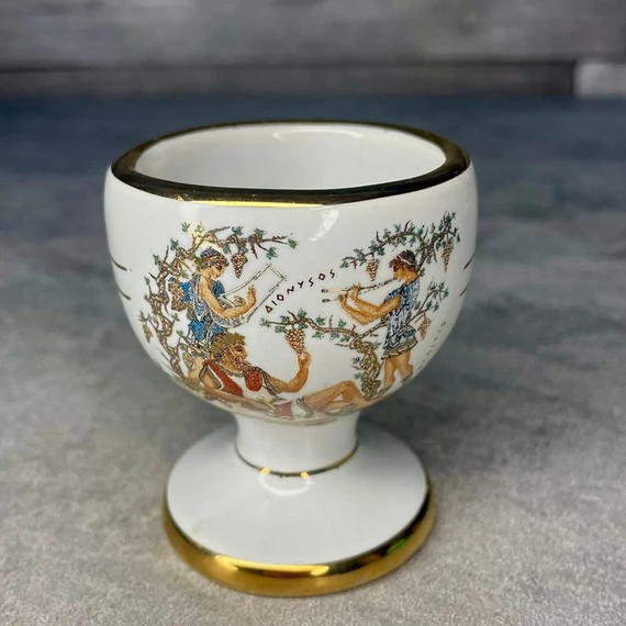 Görög kézműves aranyozott porcelán tojástartó