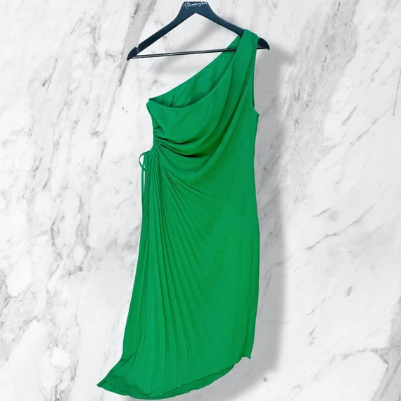 Shein zöld pliszírozott elegáns női ruha