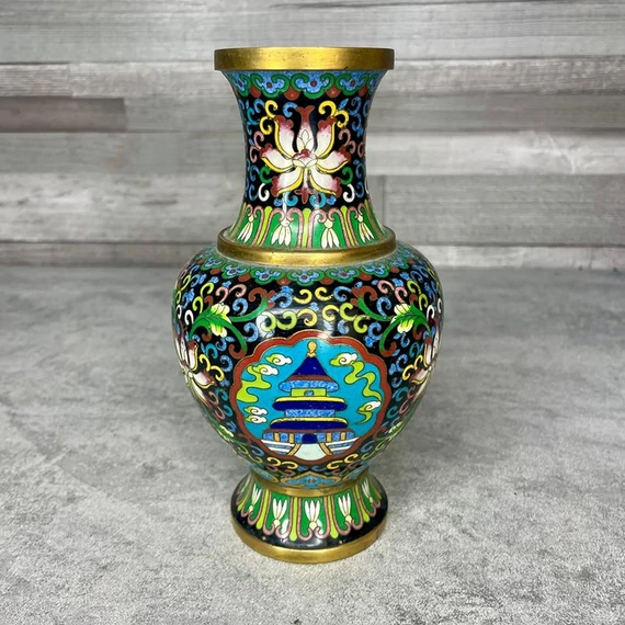 Antik Zománcozott réz váza