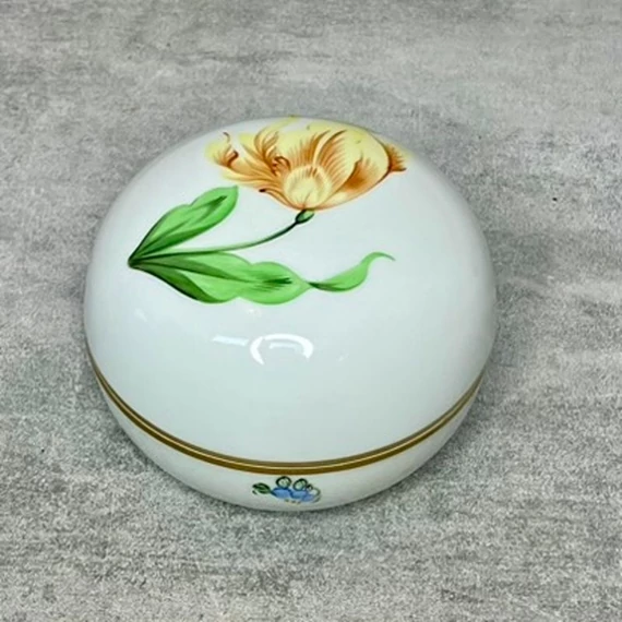 Herendi porcelán virágmintás gömb alakú bonbonier