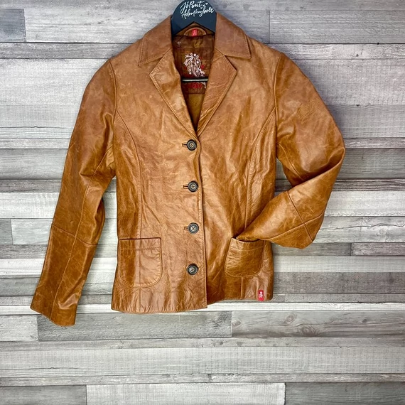 EDC By Esprit barna bőrkabát kamasz 164