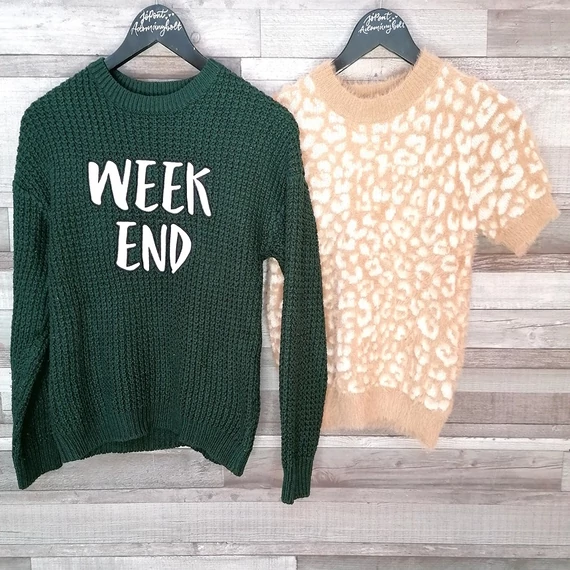 New Look, FB Sister barna sötétzöld meleg lány pulcsi szett XS