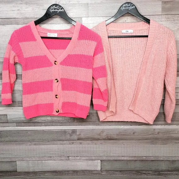 H&amp;M, C&amp;A kötött kislány rózsaszín kardigán szett 6-8 év