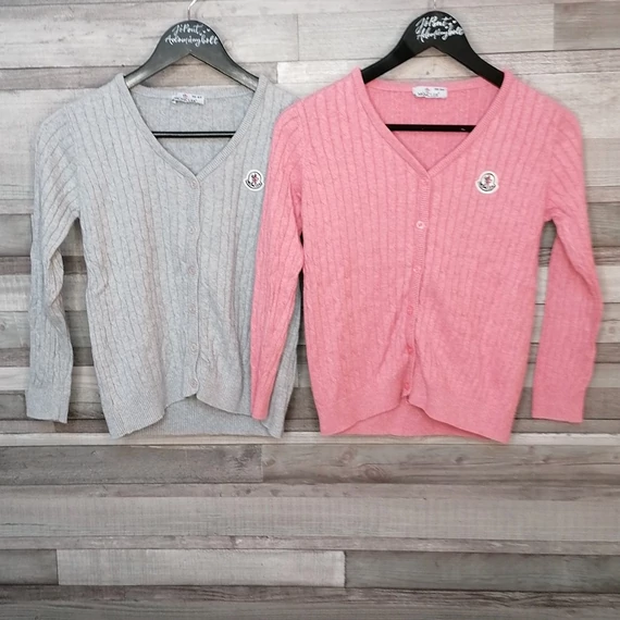 Moncler szürke-rózsaszín kislány kardigán szett 158-164