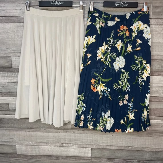 New Look beige, About You mintás pliszírozott szoknya szett 36