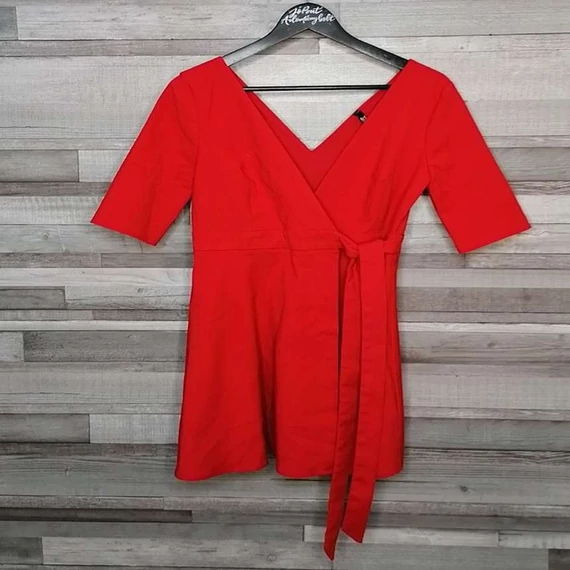 Zara Trafauc piros átlapolós női ruha M