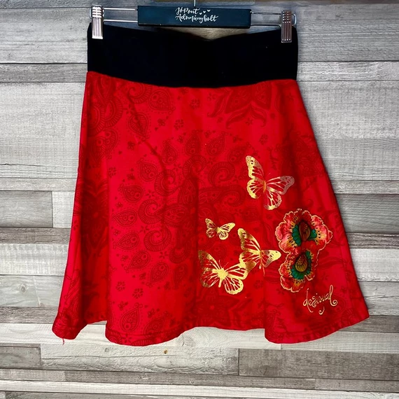 Desigual piros-arany mintás női szoknya XS