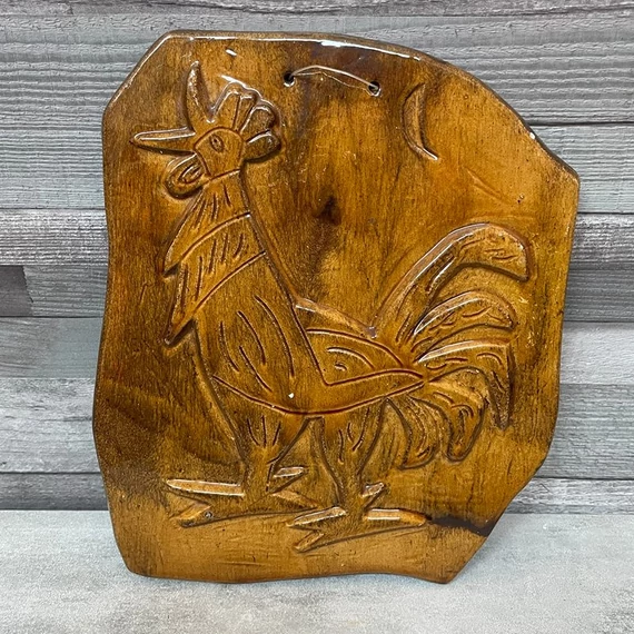 Rusói Karcag mázas kerámia kakas falikép