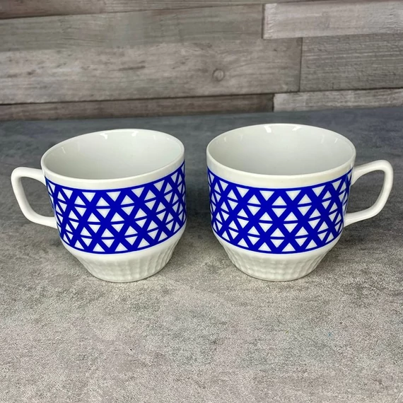 Czechoslovakia kék mintás porcelán bögrék