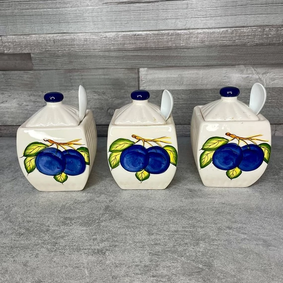 Szilvás kerámia fűszertartó szett