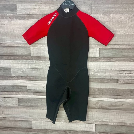 Decathlon Tribord piros-fekete neoprén gyerek sport ruha 12 év