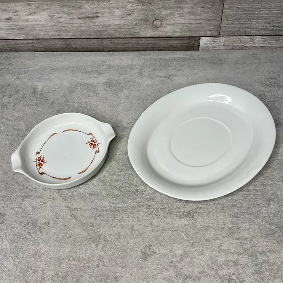 Alföldi porcelán hecsedli mintás, fehér tányérka szett