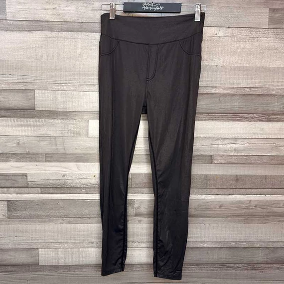 Enyhén csillogós fekete skinny leggings S