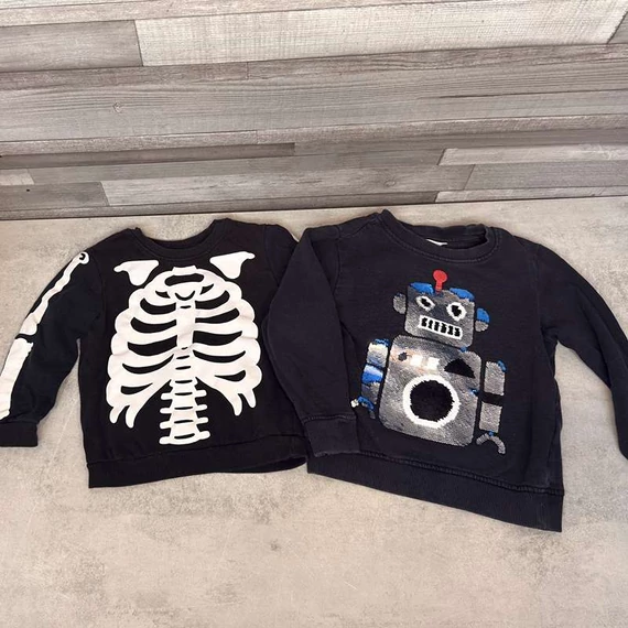 H&amp;M fekete gyerek pulcsi szett, Robot, Halloween mintákkal 104-116