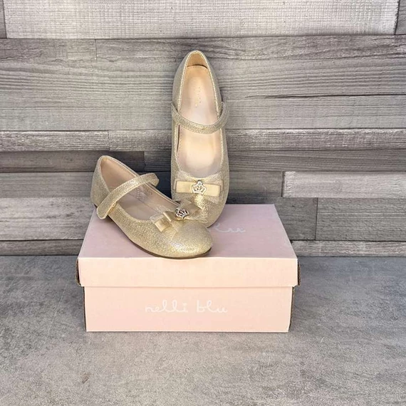Nelli Blu aranyozott-csillogó kislány balerinacipő 32