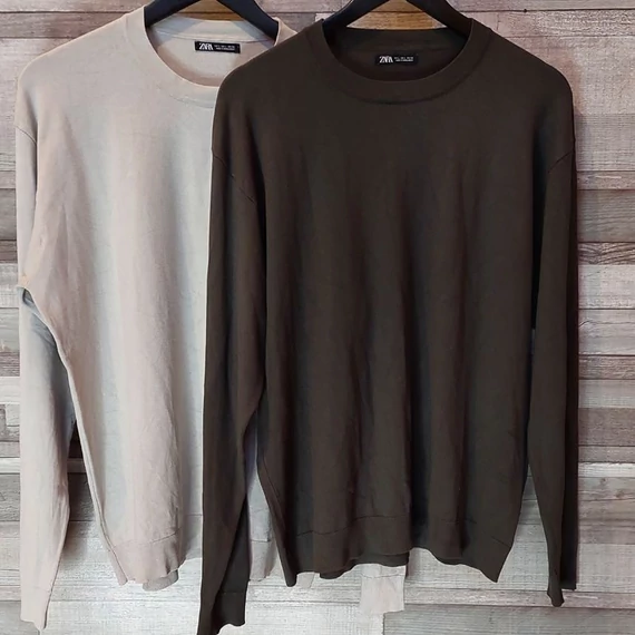 Zara szürke férfi kötött pulóver szett L