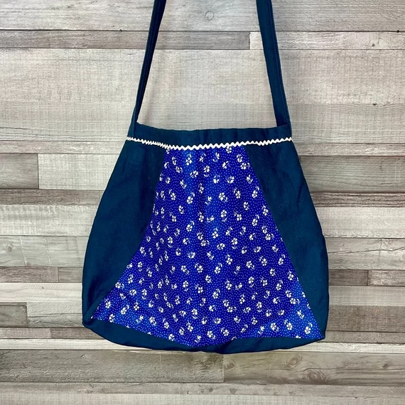 Kézműves kék pakolós táska