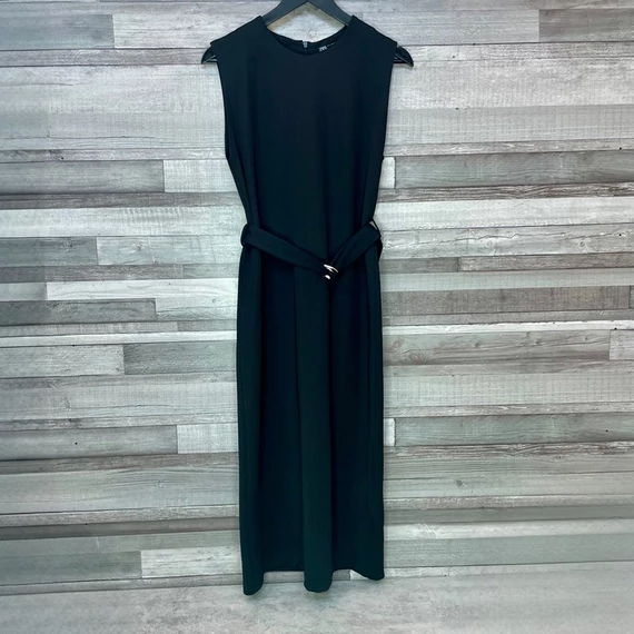 Zara fekete midi ruha S