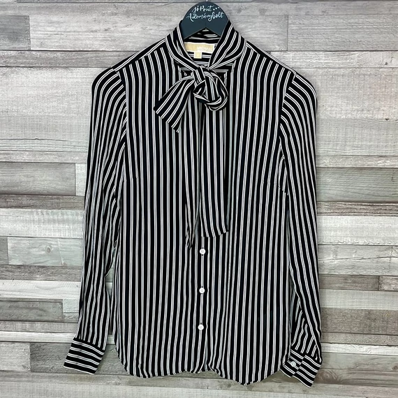 Michael Kors fekete-fehér csíkos masnis blúz S