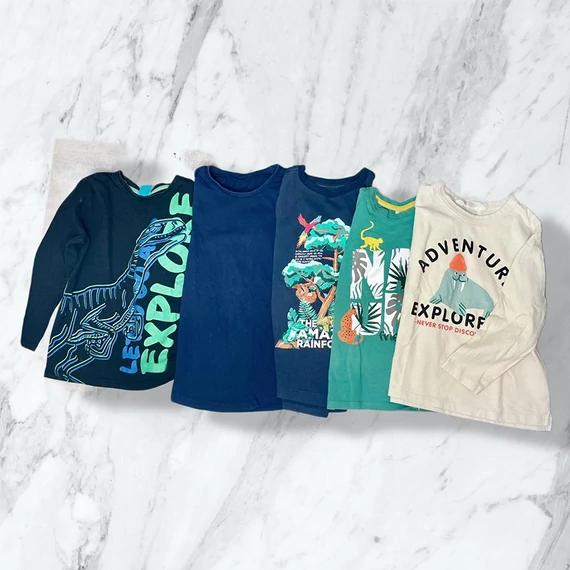 H&amp;M, Little Kids, F&amp;F fiú hosszú ujjú póló szett 110-116