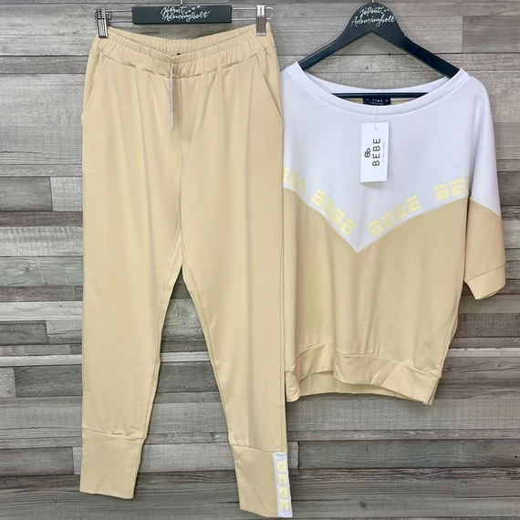 Bebe bézs-fehér szabadidő szett M