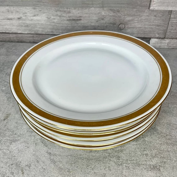 Alföldi porcelán aranyozott szélű lapos tányér szett