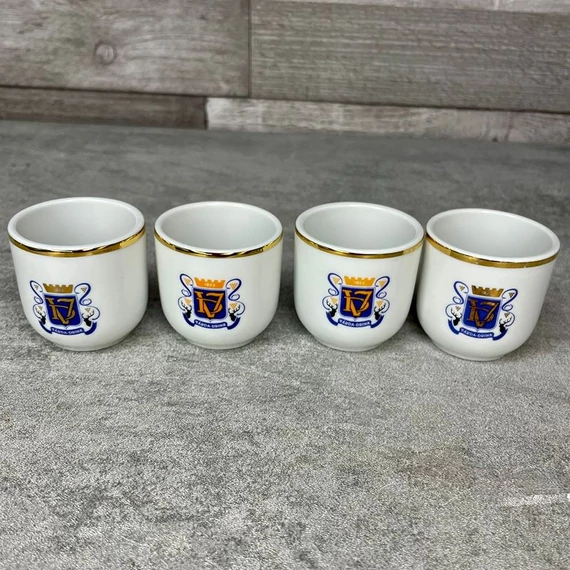 Hollóháza Hungary, Hollóházi Várda Drink aranyozott porcelán kupica szett