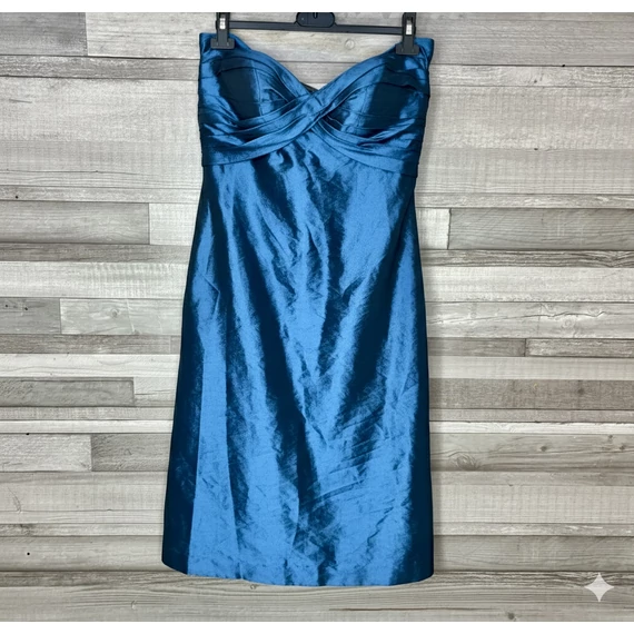 Kék organza pánt nélküli alkalmi ruha M