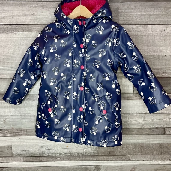 Topolino sötétkék gombamintás bundás esőkabát 98