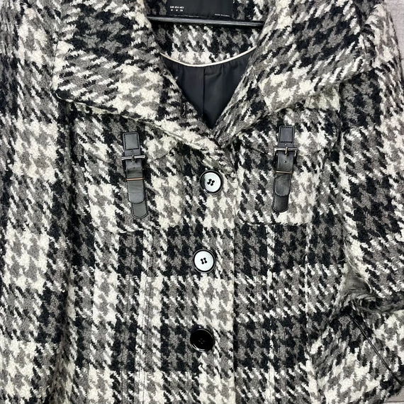 Zara Basic fekete-fehér tyúklábmintás szövetkabát M