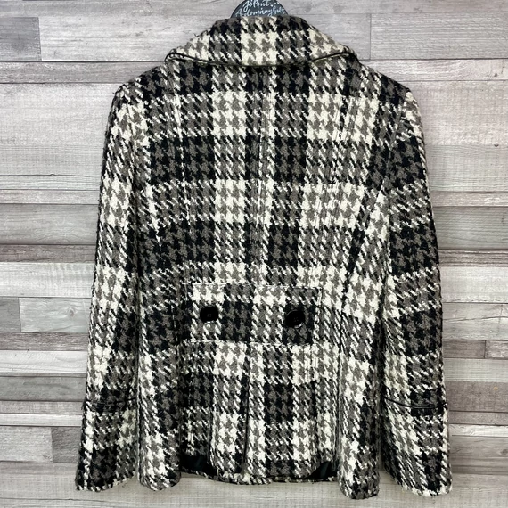 Zara Basic fekete-fehér tyúklábmintás szövetkabát M