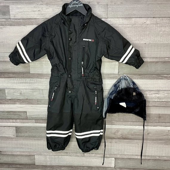 Snowtex fekete gyerek síoverál sapkával 74/80 