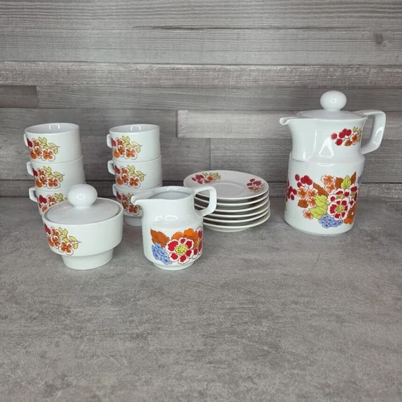 Colditz bogyómintás német porcelán kávéskészlet