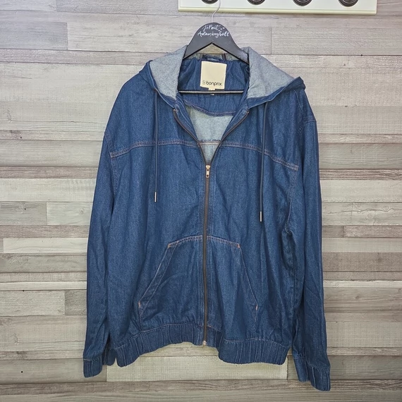 Bonprix cipzáras, kapucnis férfi farmerdzseki, 52/54